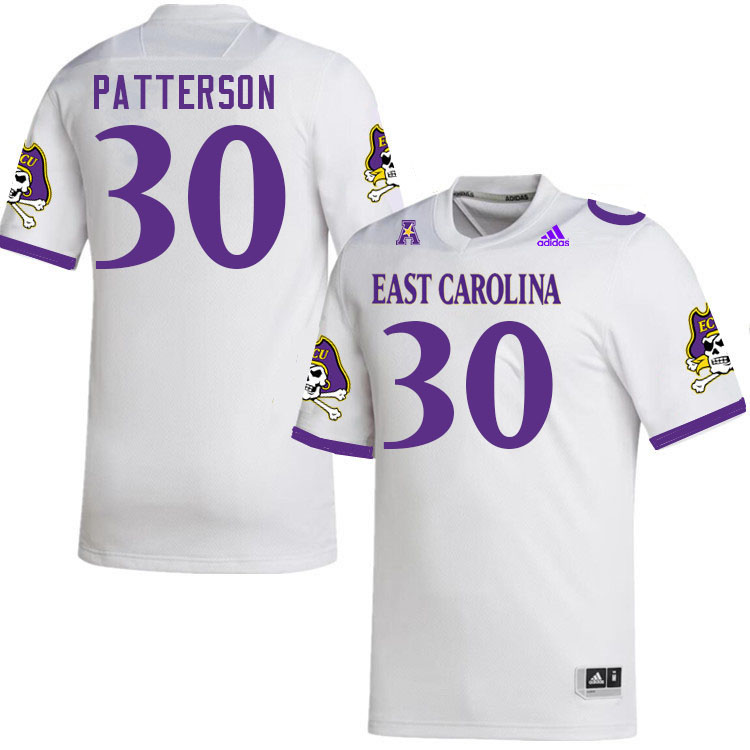 Men #30 Timothy Patterson ECU Pirates College Football Jerseys Stitched Sale-White - Click Image to Close
